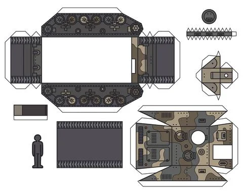 The paper model of an old self propelled gun Stock Illustration