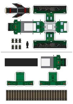 The paper model of an old small electric locomotive Stock Illustration