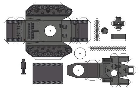 The paper model of an old tank Stock Illustration