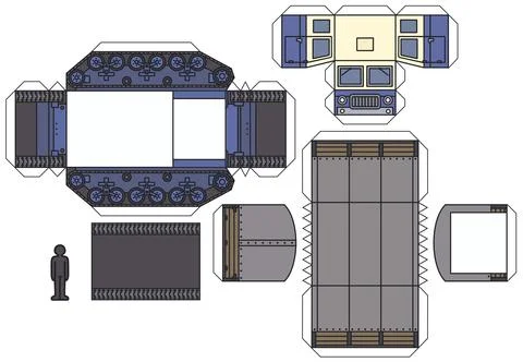The paper model of an old tracked freight vehicle Stock Illustration
