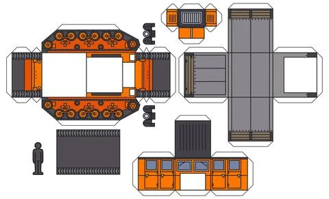 The paper model of an old tracked polar vehicle Stock Illustration
