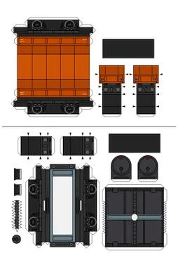 The paper model of old wagons Stock Illustration