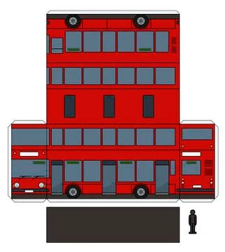 The paper model of a red double decker Stock Illustration
