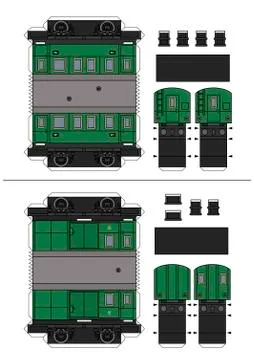 The paper model of retro wagons Stock Illustration