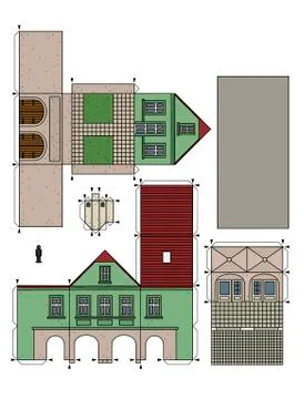 The paper model of a town house Stock Illustration