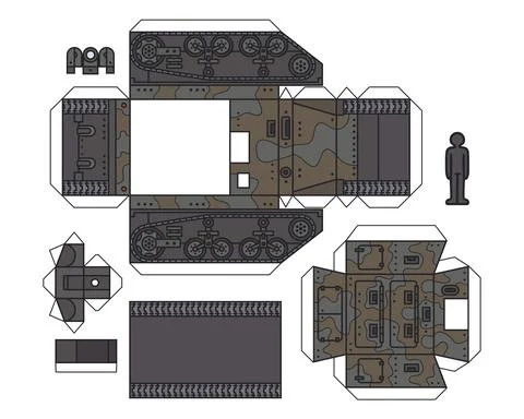 The paper model of a vintage self propelled gun Stock Illustration