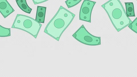 Paper money bills falling down top border video overlay Stock Footage 333110294
