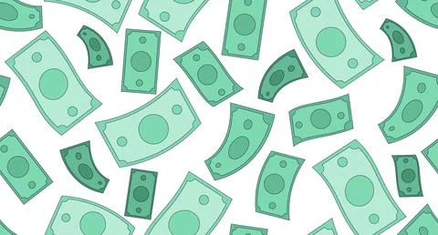 Paper money bills seamless pattern illustration 스톡 일러스트
