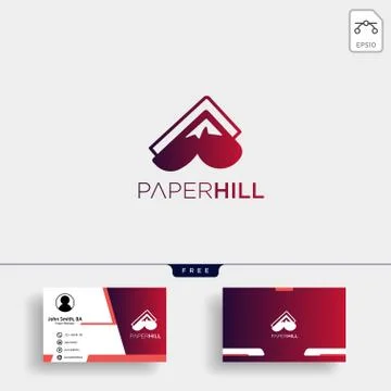Paper mountain creative logo template with business card Stock Illustration