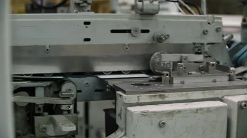 Paper Moving Through Industrial Assembly Line Machinery Stock Footage 159015979