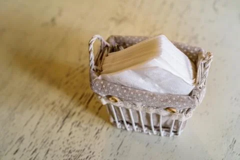 Paper napkins in restaurant Stock Photos