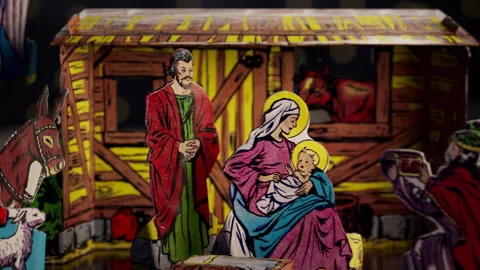 Paper Nativity Full Reveal Video stock 221247675