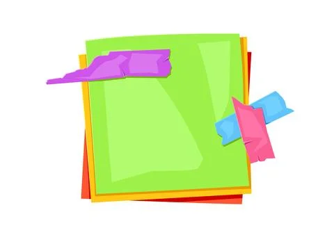 Paper note with adhesive tape. Green background scotch tape for reminder. Stock Illustration