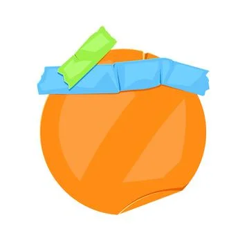 Paper note with adhesive tape. Orange background scotch tape for reminder. Stock Illustration