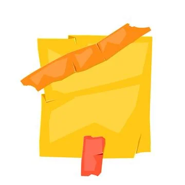 Paper note with adhesive tape. Yellow background scotch tape for reminder. Stock Illustration