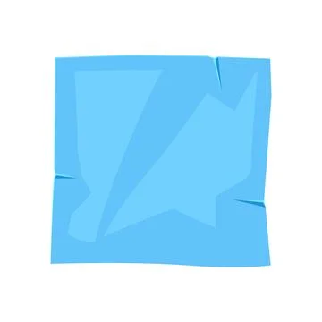 Paper note blue crumpled sticker. Frame or background for reminder. Stock Illustration