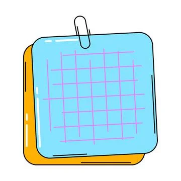 Paper note with paperclip. Frame or background for reminder. Illustrazione stock