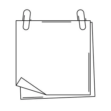 Paper note with paperclip. Frame or background for reminder. Illustrazione stock