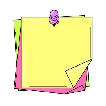 Paper note with pin. Frame or background for reminder. Illustrazione stock