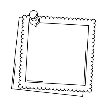 Paper note with pin. Frame or background for reminder. Stock Illustration