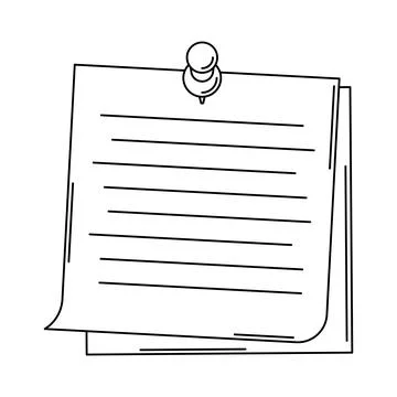 Paper note with pin. Frame or background for reminder. Stock Illustration