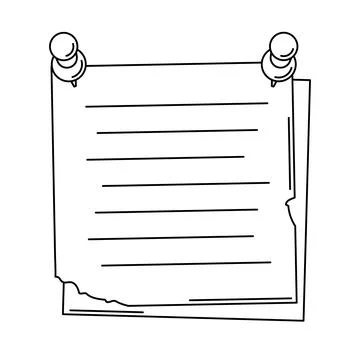 Paper note with pin. Frame or background for reminder. Illustrazione stock