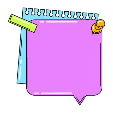 Paper note with pin. Frame or background for reminder. Stock Illustration