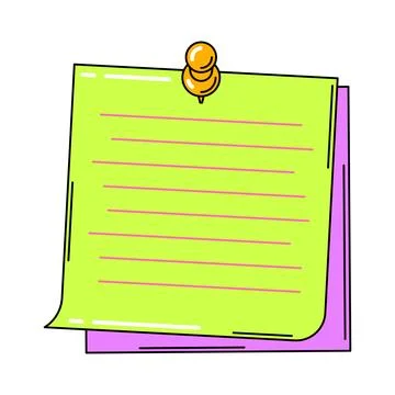 Paper note with pin. Frame or background for reminder. Stock Illustration