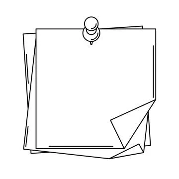 Paper note with pin. Frame or background for reminder. Illustrazione stock