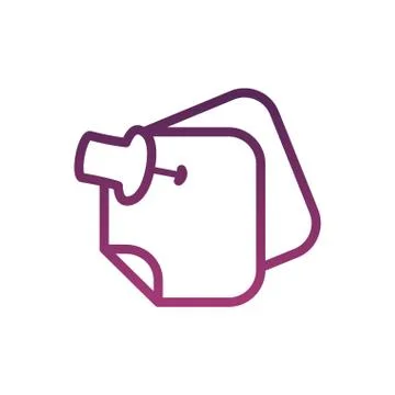 Paper note pin line style icon Stock Illustration