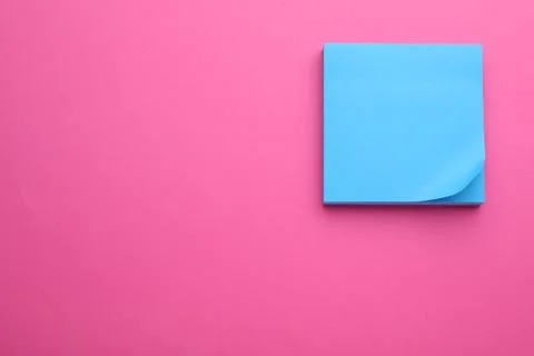 Paper note on pink background, top view. Space for text Stock Photos