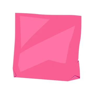 Paper note pink crumpled sticker. Frame or background for reminder. Stock Illustration