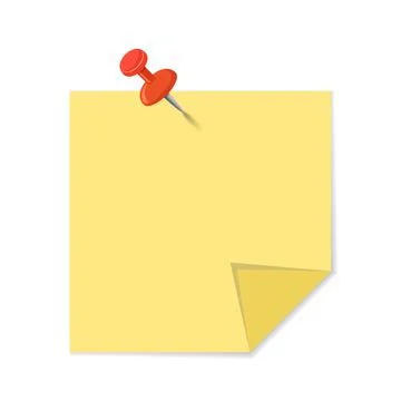 Paper note with red pin icon in flat style. Notebook with clip vector illus.. Stock Illustration