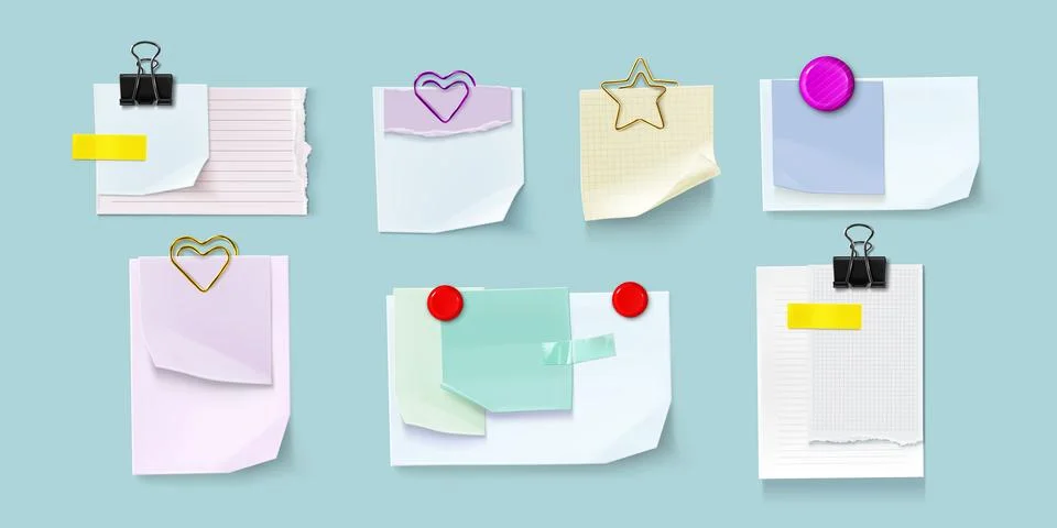 Paper note sticker collection Stock Illustration