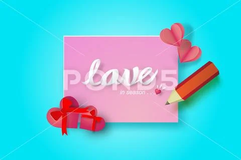 Paper note valentine day,sweet,cute,vector Stock Illustration