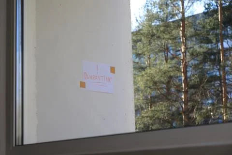 Paper note warning about quarantine Stock Photos