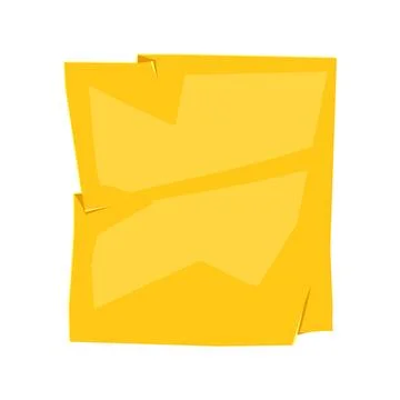 Paper note yellow crumpled sticker. Frame or background for reminder. Stock Illustration
