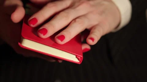 Paper notebook in hands Video stock 47940726
