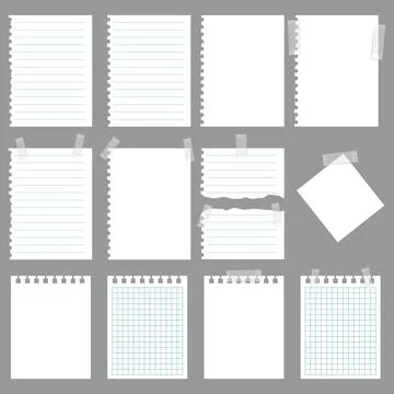 Paper Notepad Sheets and Sticky Notes Vector 库存插图