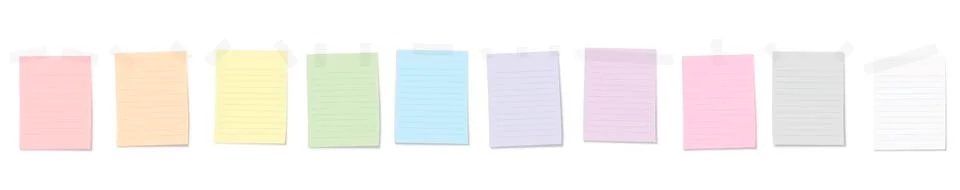 Paper Notes Adhesive Stripes Colored Lined Set Stock Illustration