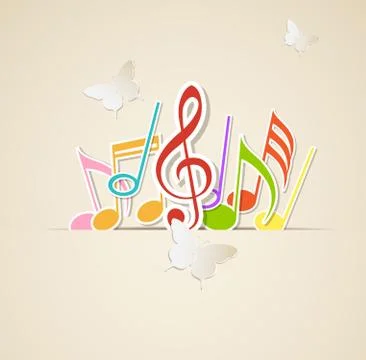 Paper notes and butterflies Stock Illustration