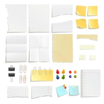 Paper Notes And Clips Object Set Stock Illustration