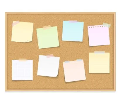 Paper Notes on Bulletin Board Stock Illustration