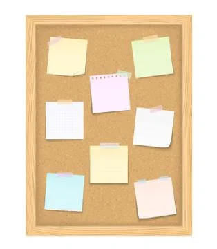 Paper Notes on Bulletin Board Stock Illustration