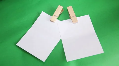 The paper notes with clip on green background. Stock Footage 50161476