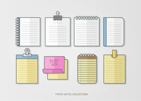 Paper notes design vector set Stock Illustration