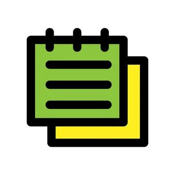 Paper notes icon line isolated on white background. Black flat thin icon on.. Stock Illustration