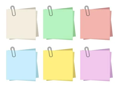 Paper notes icon set collection in flat style. Notebook with clip vector il.. Stock Illustration
