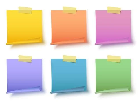 Paper notes icon set collection in flat style. Notebook with clip vector il.. Stock Illustration