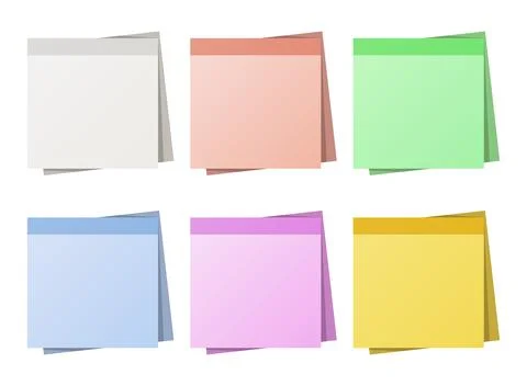 Paper notes icon set collection in flat style. Notebook with clip vector il.. Stock Illustration